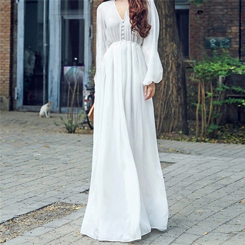 chiffon white maxi dress